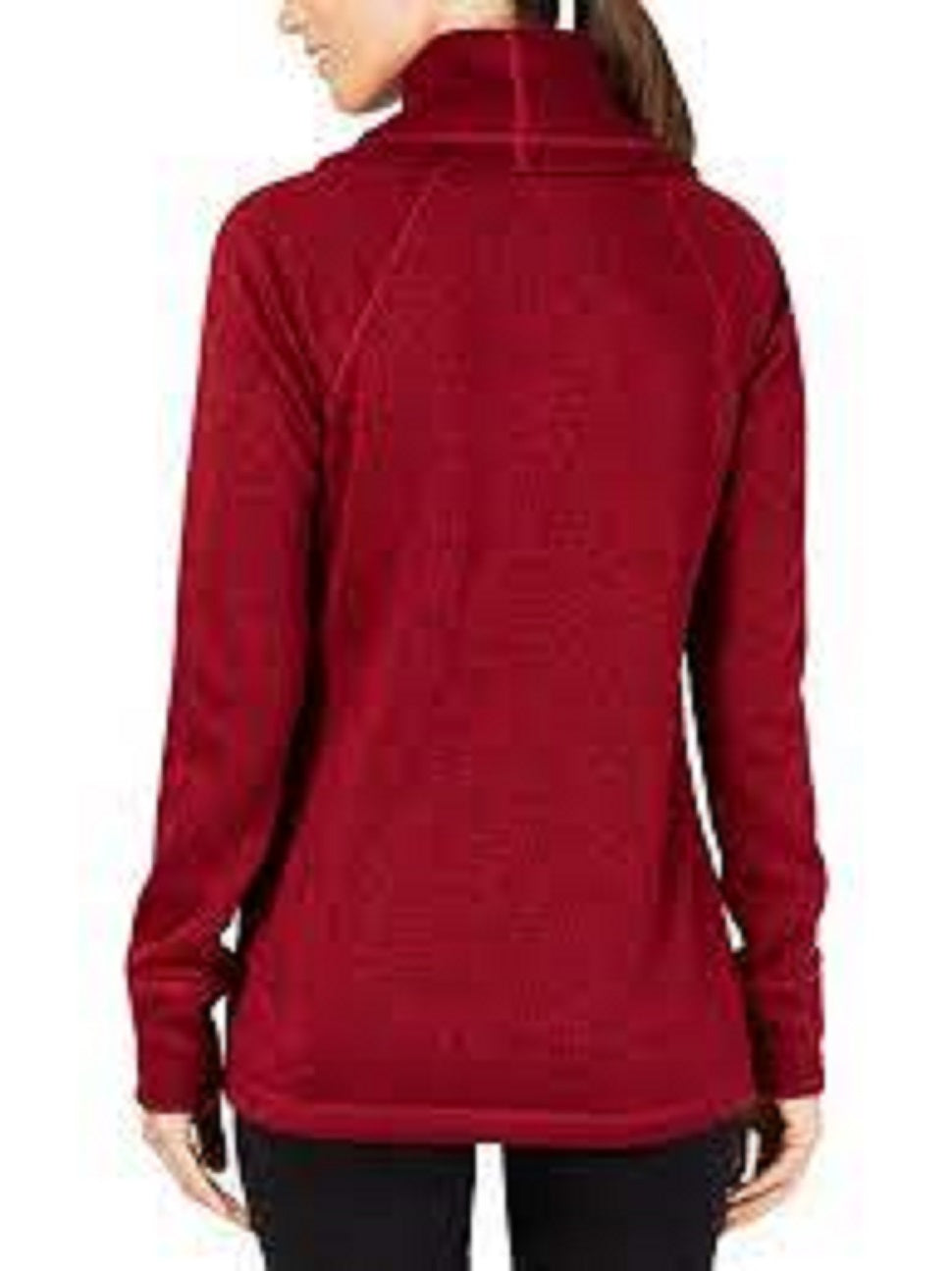 Suéter feminino vermelho de manga comprida com gola alta, vermelho escuro, tamanho médio