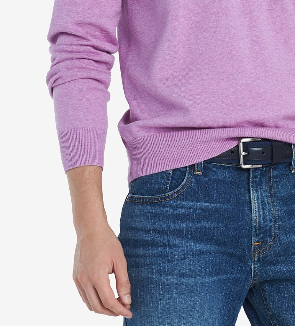 Suéter Tommy Hilfiger Signature com decote em V masculino, roxo, tamanho pequeno