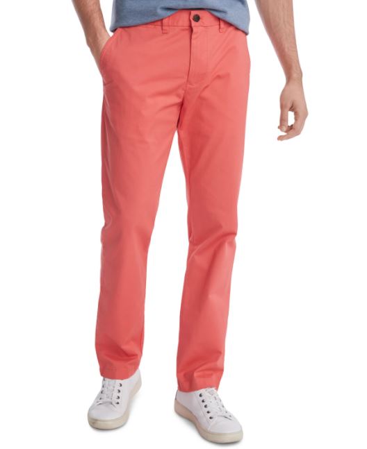 Calça Chino Tommy Hilfiger Masculina Th Flex Stretch Custom Fit Rosa Tamanho 34X30