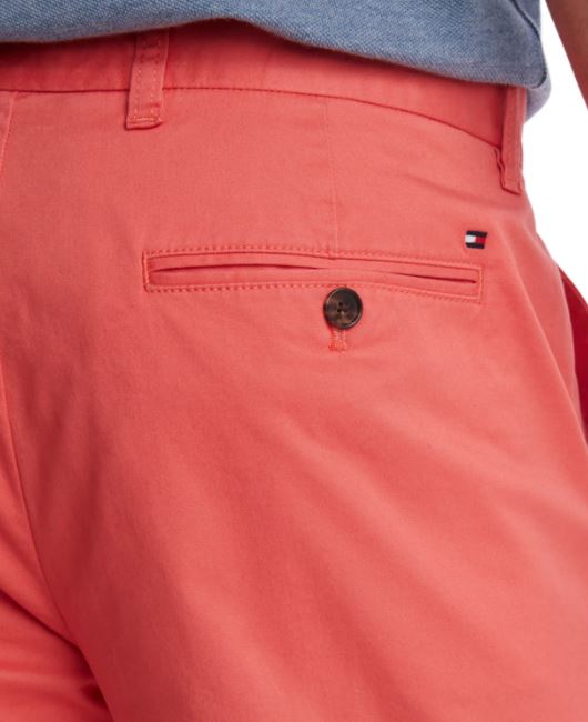 Calça Chino Tommy Hilfiger Masculina Th Flex Stretch Custom Fit Rosa Tamanho 34X30