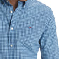 Camisa xadrez xadrez elástica personalizada Charles Tommy Hilfiger masculina, azul, tamanho pequeno