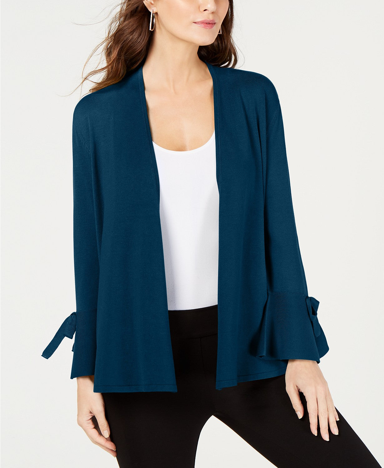 Cardigan Alfani Feminino Manga Amarrada Verde Tamanho P