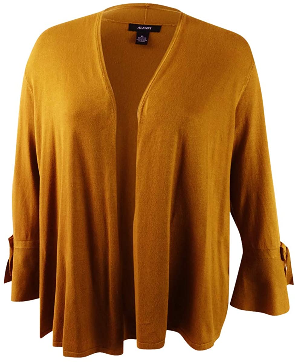 Cardigan feminino Alfani com mangas amarradas, tamanho médio, dourado