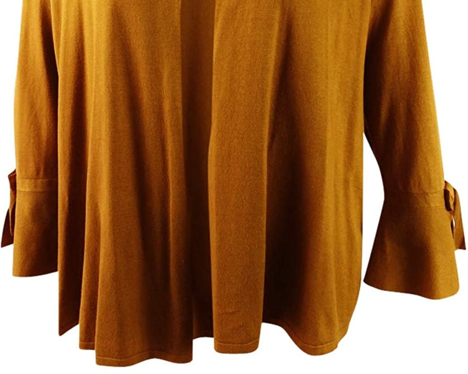 Cardigan feminino Alfani com mangas amarradas, tamanho médio, dourado