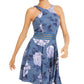 Vestido Skater com Estampa Floral e Glitter City Studios Juniors Azul Tamanho 1