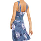Vestido Skater com Estampa Floral e Glitter City Studios Juniors Azul Tamanho 1