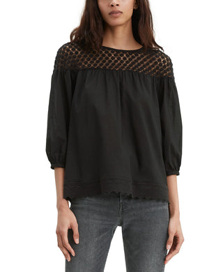 Levi's Women's Noe Lace-Contrast T-Shirt Black Size Large