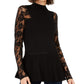 Suéter feminino peplum de renda pequena da INC International Concepts, preto, tamanho pequeno