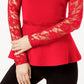 Top peplum de renda feminino pequeno INC International Concepts vermelho tamanho pequeno