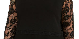 Suéter feminino plus size peplum de renda da INC International Concepts, preto, tamanho 1X
