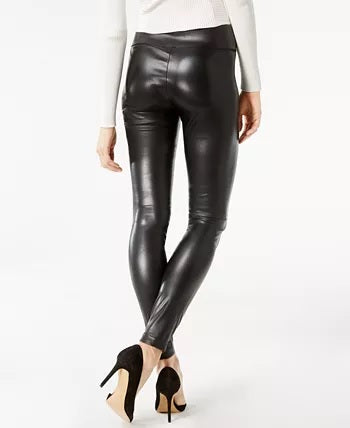 Calça skinny feminina de couro sintético da INC International Concepts, preta, tamanho 4 P