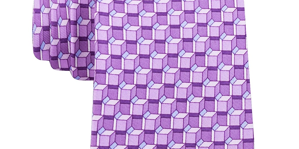 Gravata fina geométrica masculina Michael Kors - Roxa, tamanho regular