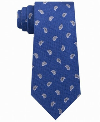 Gravata masculina Michael Kors Paisley 100% seda azul tamanho regular