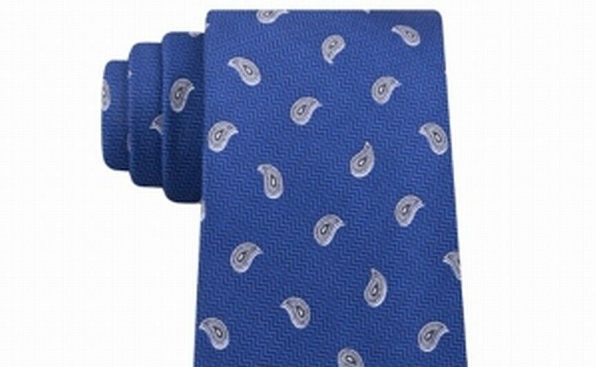 Gravata masculina Michael Kors, tamanho médio, azul, estampada, 100% seda, tamanho regular