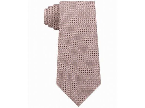 Gravata Michael Kors Masculina Classic Geo Cube de Seda e Sarja Azul Tamanho Regular
