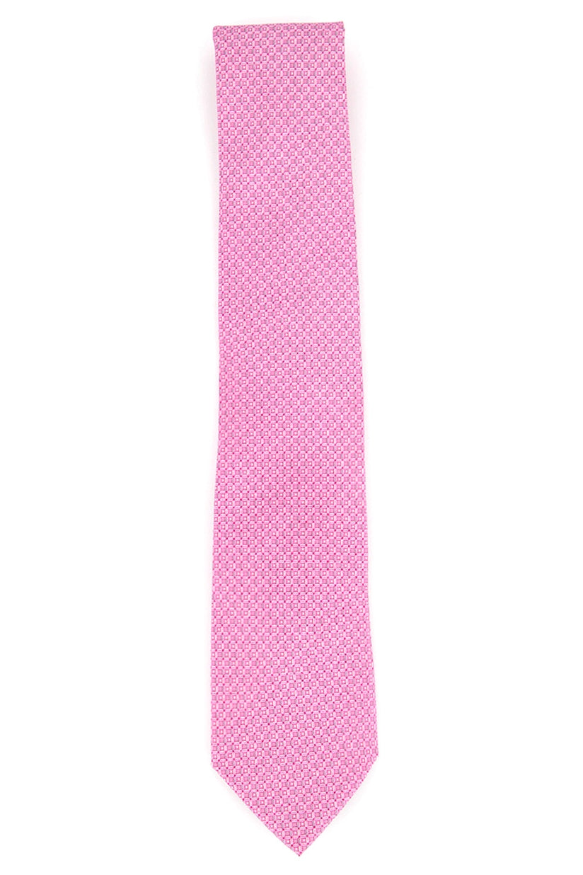 Gravata Michael Kors Masculina Classic Geo Cube de Seda e Sarja Rosa Tamanho Regular