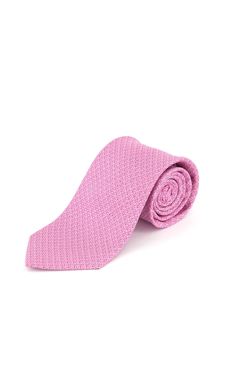 Gravata Michael Kors Masculina Classic Geo Cube de Seda e Sarja Rosa Tamanho Regular