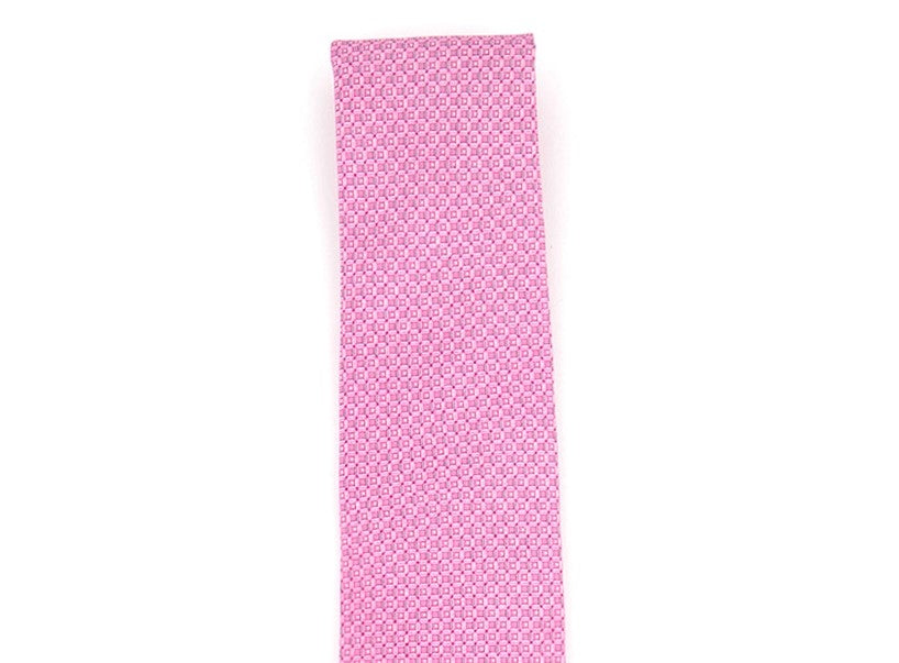 Gravata Michael Kors Masculina Classic Geo Cube de Seda e Sarja Rosa Tamanho Regular