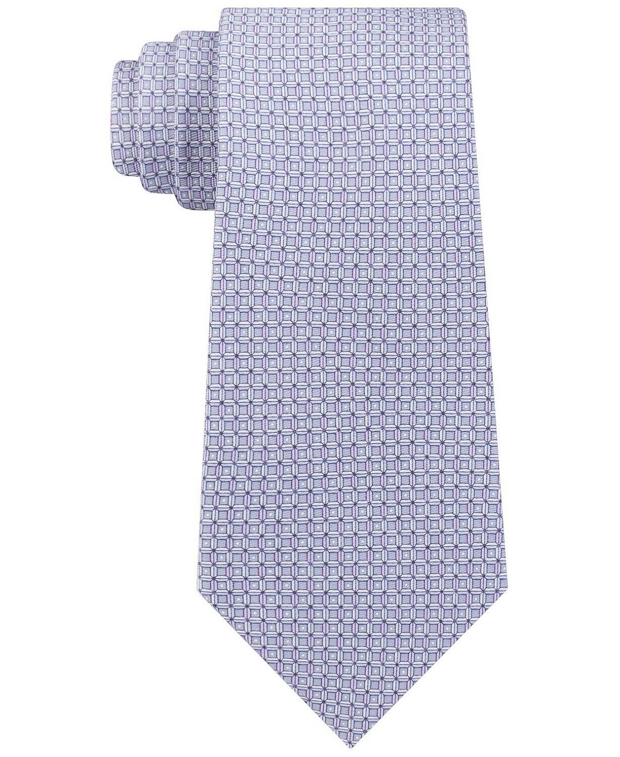 Gravata de sarja de seda Michaler Kors Classic Geo Cube masculina, cinza, tamanho único