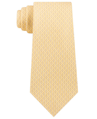 Gravata Michael Kors Masculina Classic Geo Cube de Seda e Sarja, Amarela, Tamanho Único