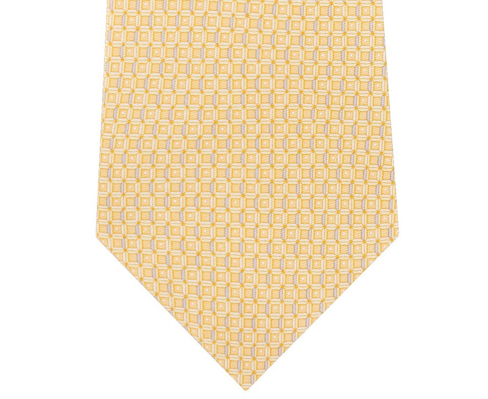Gravata Michael Kors Masculina Classic Geo Cube de Seda e Sarja, Amarela, Tamanho Único