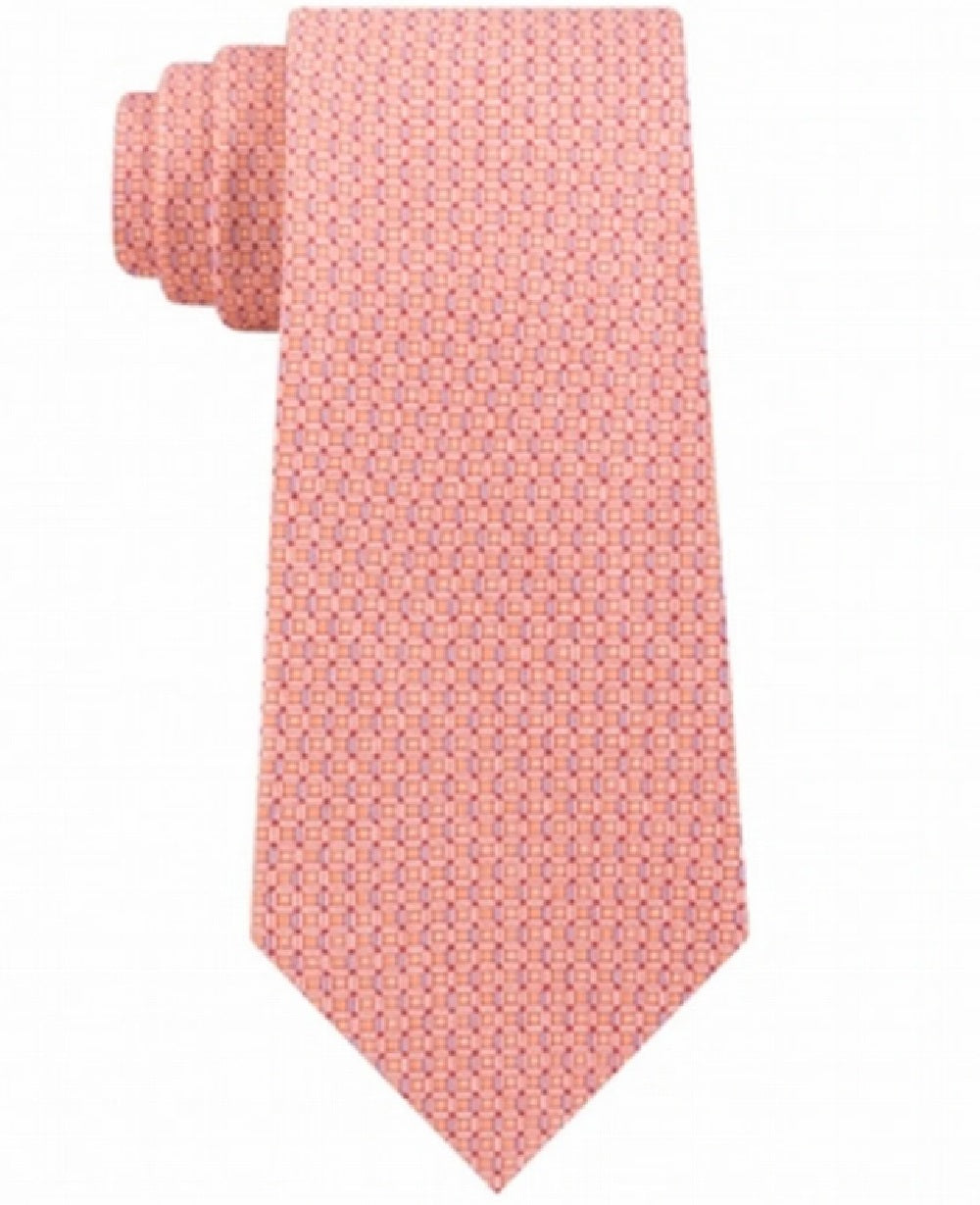 Gravata de sarja de seda Michael Kors Classic Geo Cube masculina laranja tamanho único