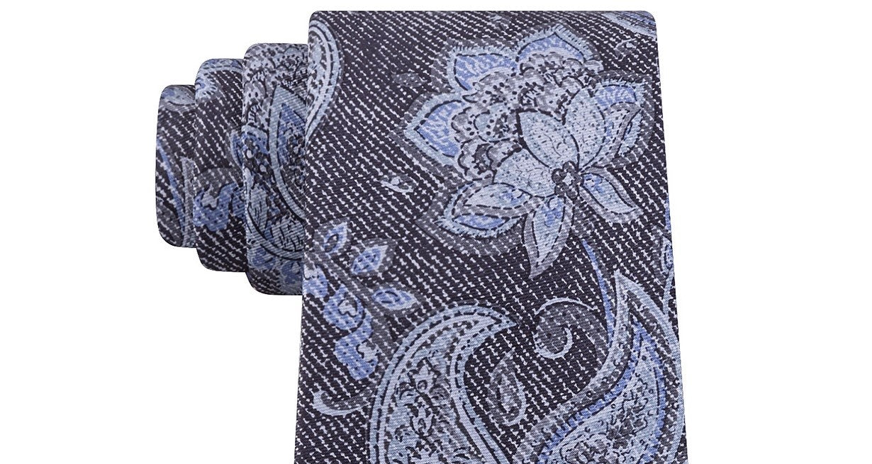 Gravata Michael Kors Fine Line Paisley Masculina Carvão Tamanho Regular