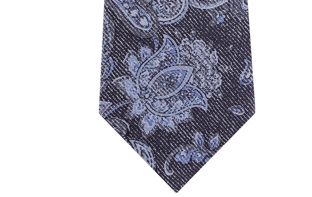 Gravata Michael Kors Fine Line Paisley Masculina Carvão Tamanho Regular