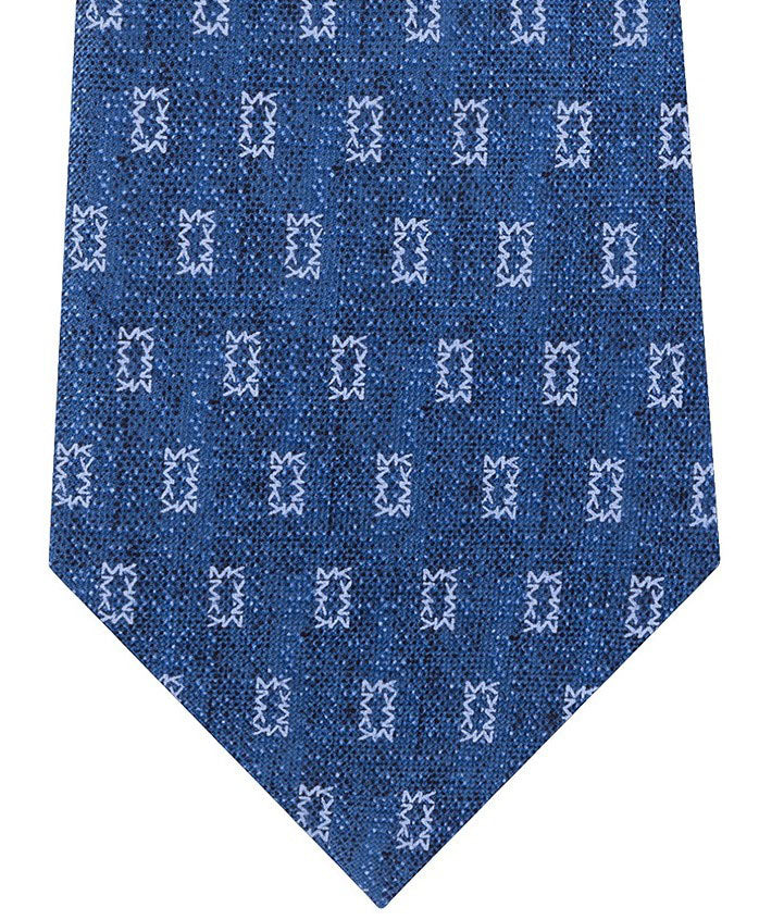Gravata masculina Michael Kors com micrologotipo e sarja de seda pura, tamanho azul-marinho, tamanho regular