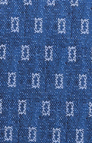 Gravata masculina Michael Kors com micrologotipo e sarja de seda pura, tamanho azul-marinho, tamanho regular