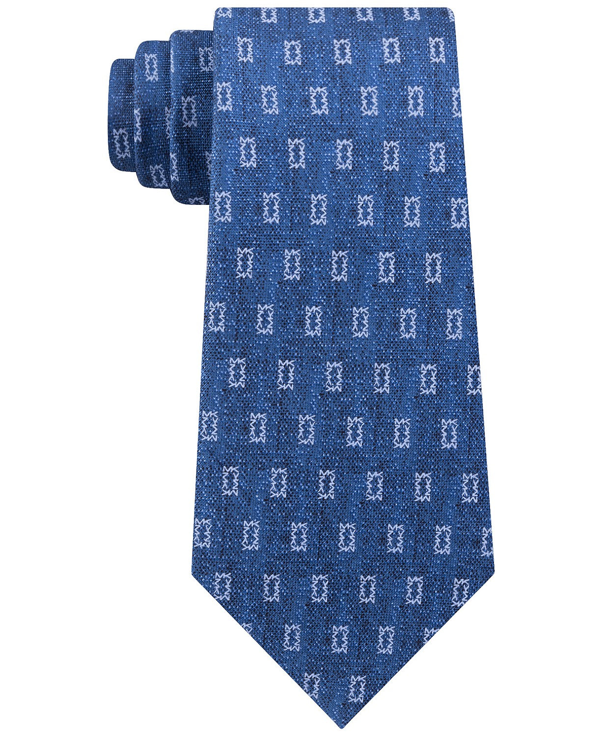 Gravata masculina Michael Kors com micrologotipo e sarja de seda pura, tamanho azul-marinho, tamanho regular