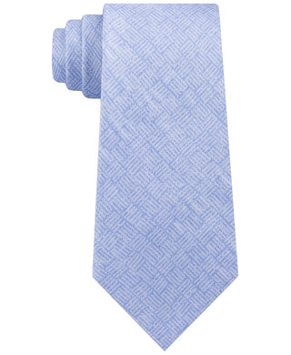 Gravata de sarja de seda Michael Kors masculina clássica com logo tonal azul tamanho regular