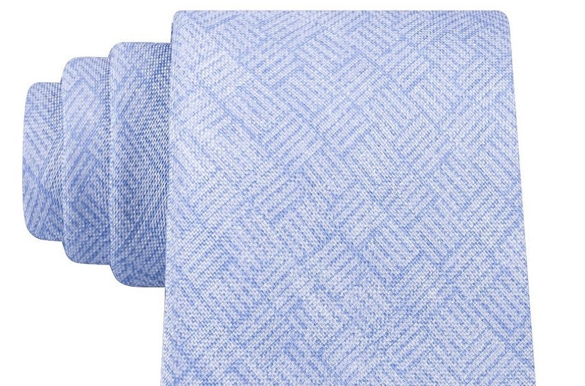Gravata de sarja de seda Michael Kors masculina clássica com logo tonal azul tamanho regular