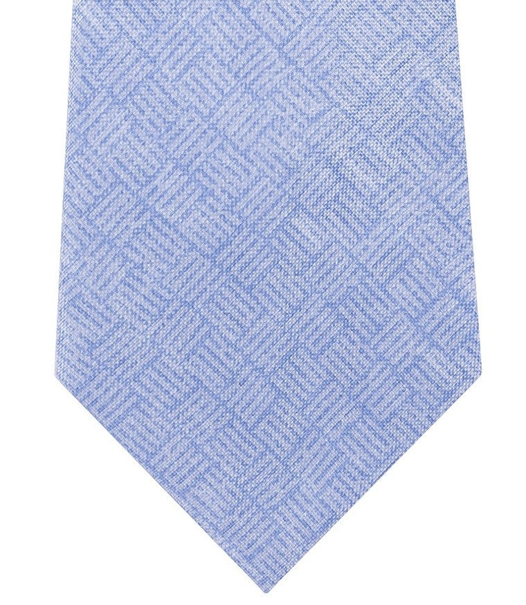 Gravata de sarja de seda Michael Kors masculina clássica com logo tonal azul tamanho regular