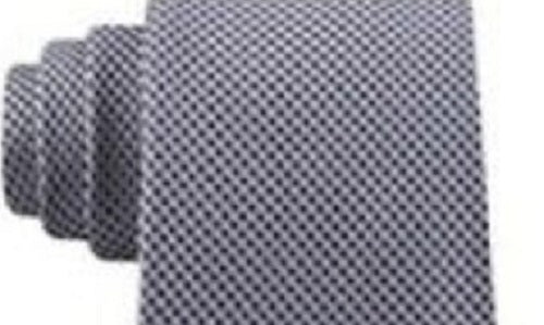 Gravata Michael Kors Sorento Silk Classic Prata 3 1/8" Cinza Escuro Tamanho Regular