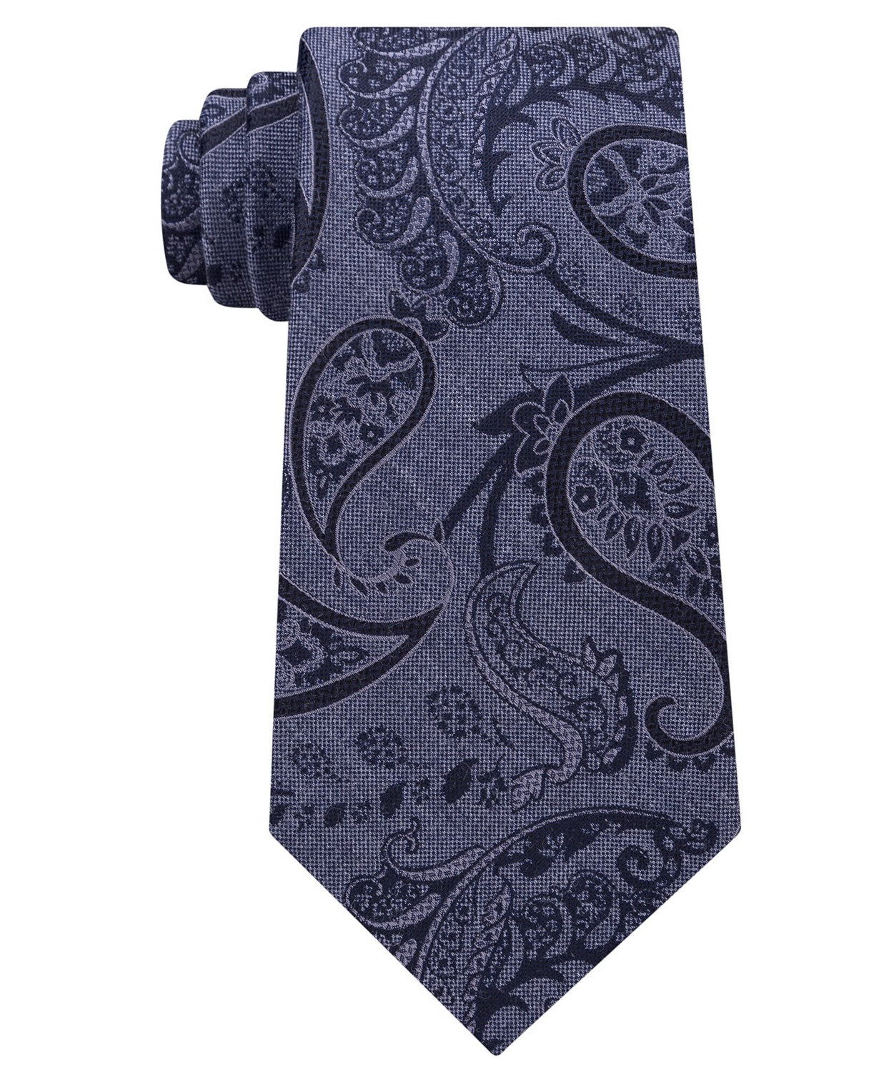 Gravata masculina Michael Kors Paisley com amarração automática, cinza, tamanho único, preta, tamanho regular