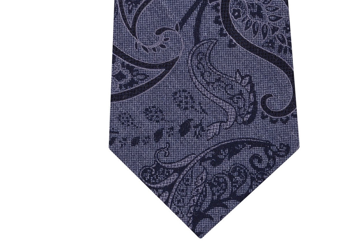 Gravata masculina Michael Kors Paisley com amarração automática, cinza, tamanho único, preta, tamanho regular