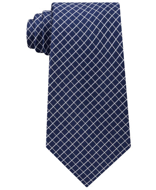Gravata de seda Michael Kors Mini Grid Masculina Azul Tamanho Regular