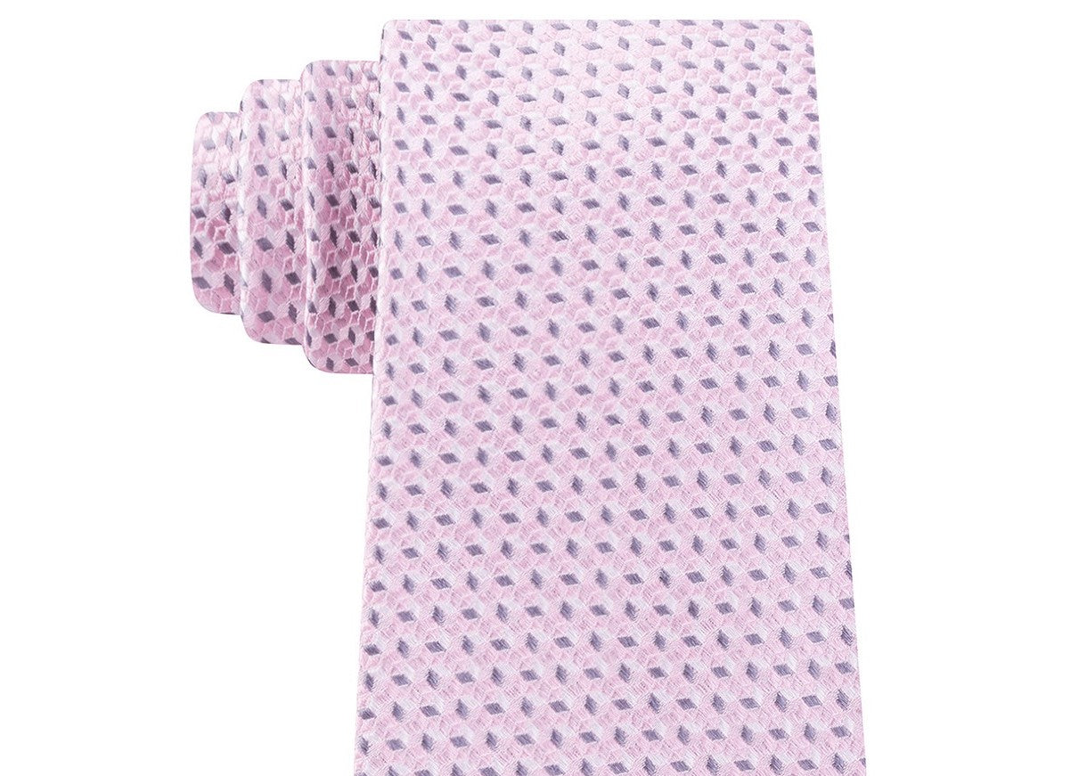 Gravata de seda geométrica Michael Kors masculina rosa com mini manchas rosa tamanho regular