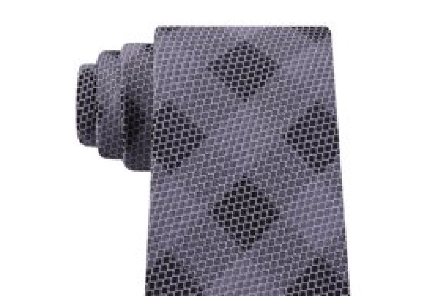 Gravata de seda xadrez clássica Michael Kors masculina cinza, tamanho único