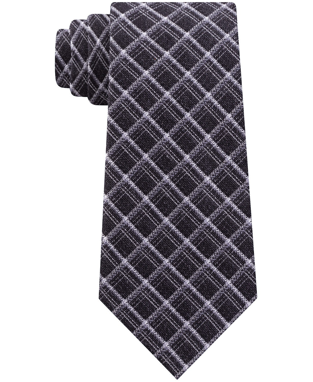 Gravata masculina Michael Kors Fuzzy Diamond Grid preta tamanho regular