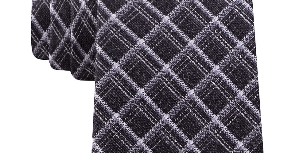 Gravata masculina Michael Kors Fuzzy Diamond Grid preta tamanho regular