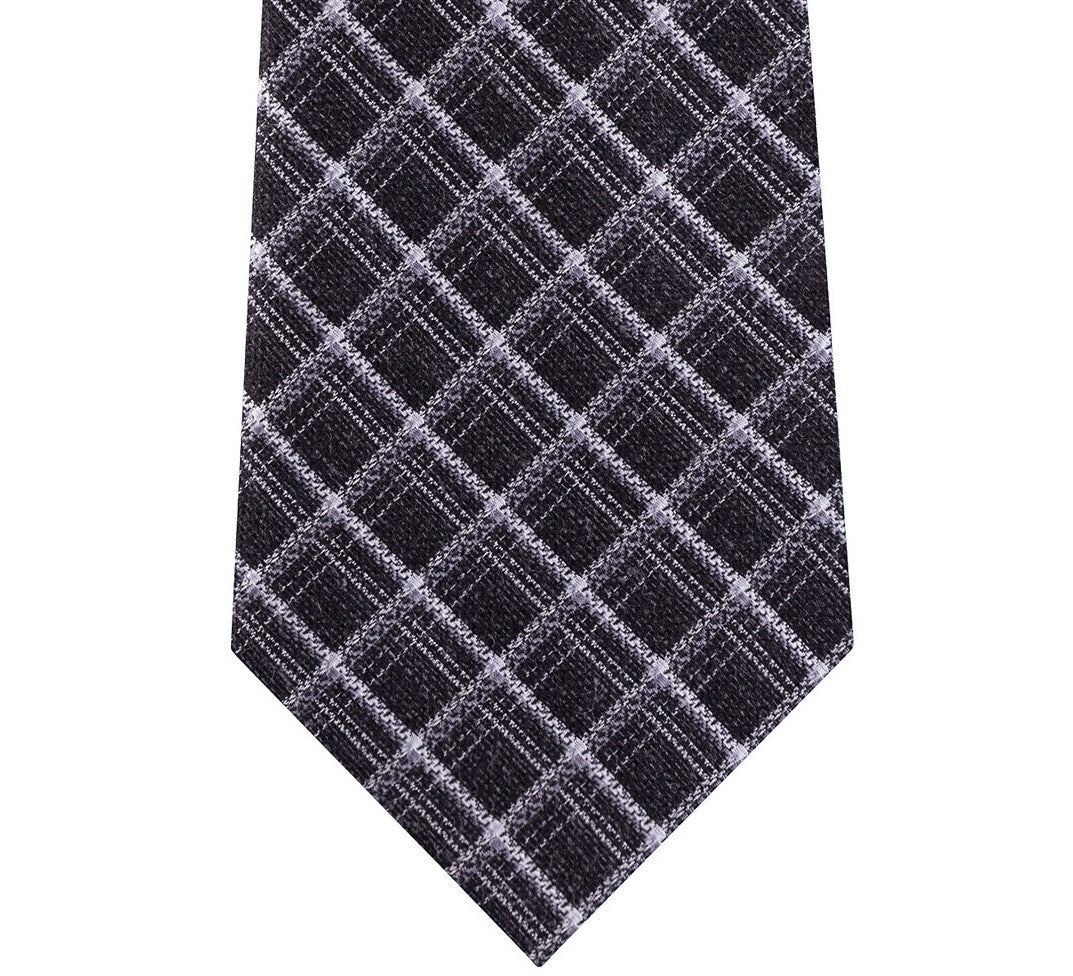 Gravata masculina Michael Kors Fuzzy Diamond Grid preta tamanho regular