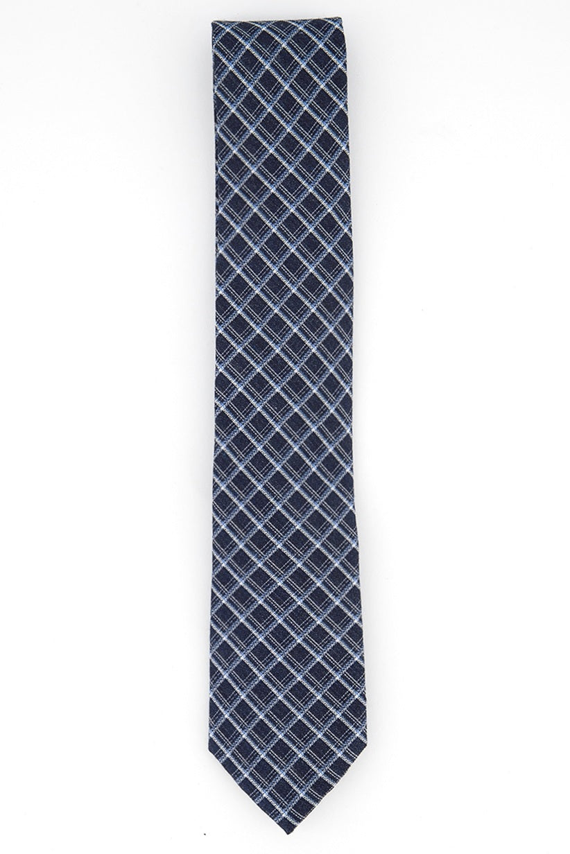 Gravata Michael Kors Artisinal Shadow Grid Masculina Azul Marinho Tamanho Regular