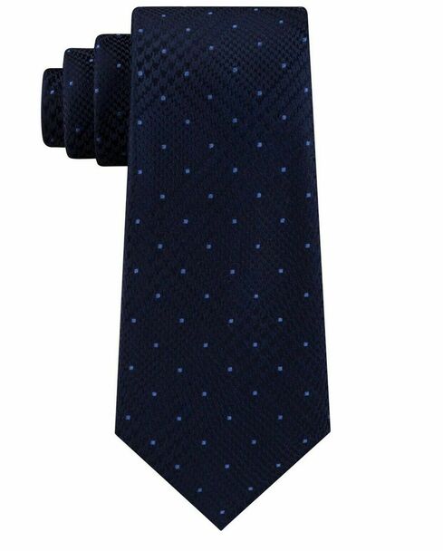 Gravata Michel Kors Masculina Classic Glen Check Dot Azul Tamanho Regular