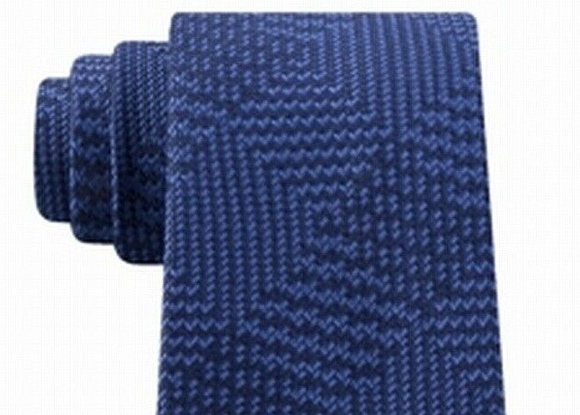 Gravata Michael Kors Masculina Texturizada Geométrica Patchwork Azul Tamanho Regular