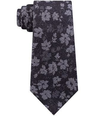 Gravata Michael Kors Masculina Artisanal Shadow Botanical Preta Tamanho Regular