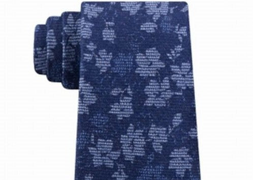 Gravata Michael Kors Masculina Artisanal Shadow Botanical Azul Marinho Tamanho Regular