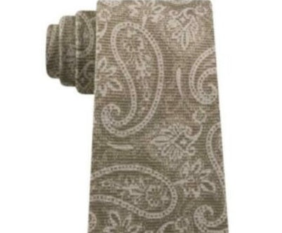 Gravata masculina Michael Kors marrom com estampa paisley em mistura de seda, tamanho regular