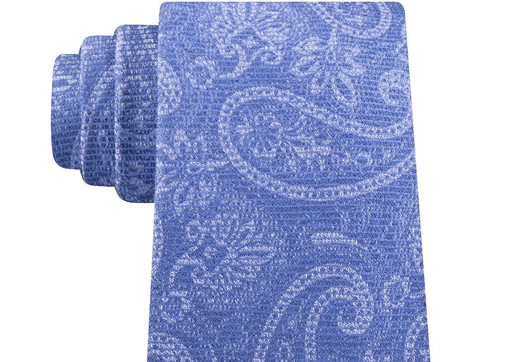 Gravata masculina Michael Kors Paisley azul claro, nova, azul marinho, tamanho regular